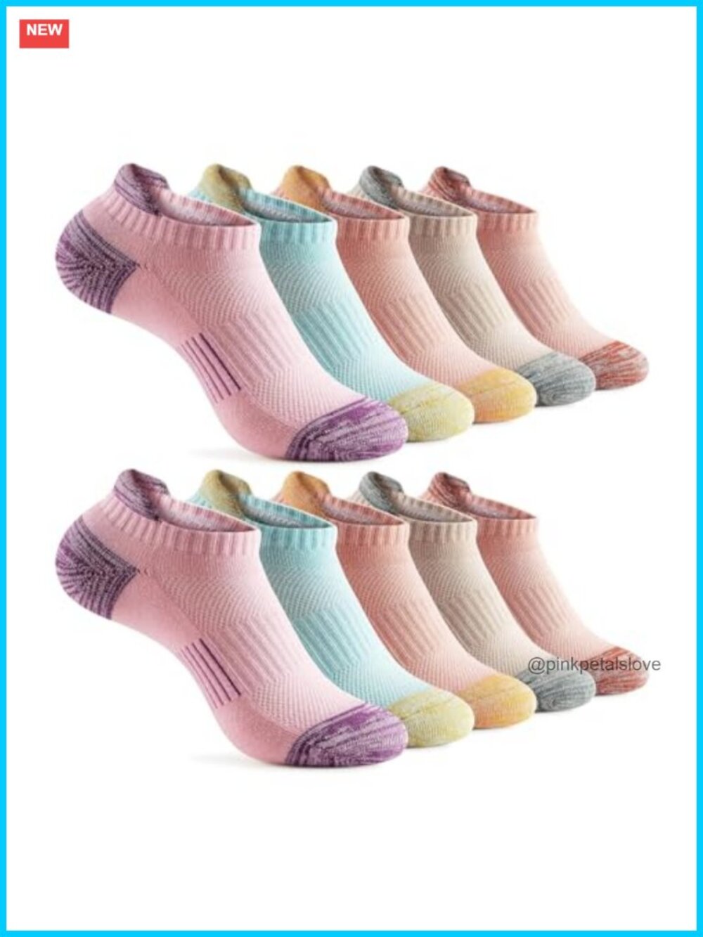 10 Pairs Cushioned Ankle Socks Cotton Blend Athletic Running Low Cut